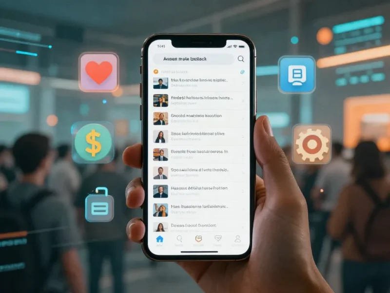 A digital collage showing a glowing smartphone screen with a list of popular article headlines, surrounded by floating icons representing health, money, and technology (a heart, a dollar sign, and a gear), against a blurred background of a crowded internet landscape with data streams and social media logos, in warm cyan and orange tones, photorealistic style with cinematic lighting.