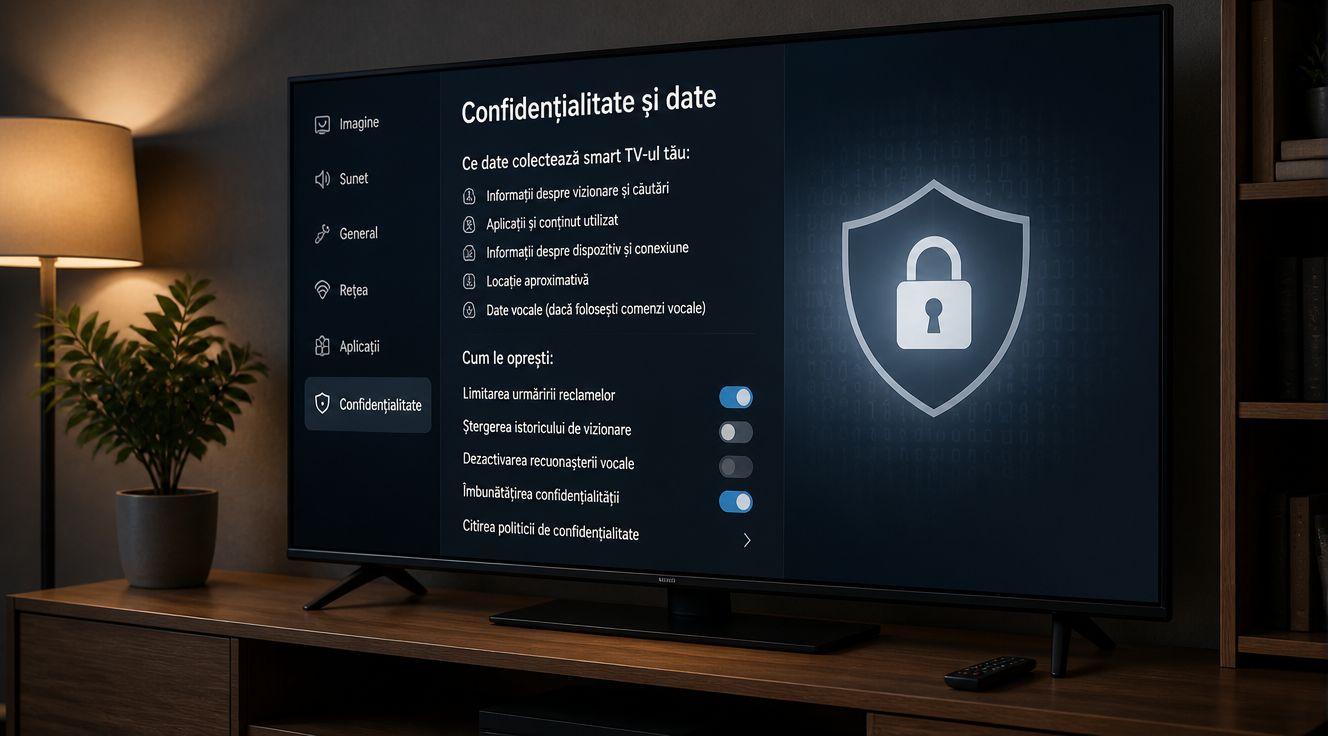 Confidențialitate pe smart TV: ce date colectează și cum le oprești